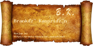 Brankó Kasszián névjegykártya